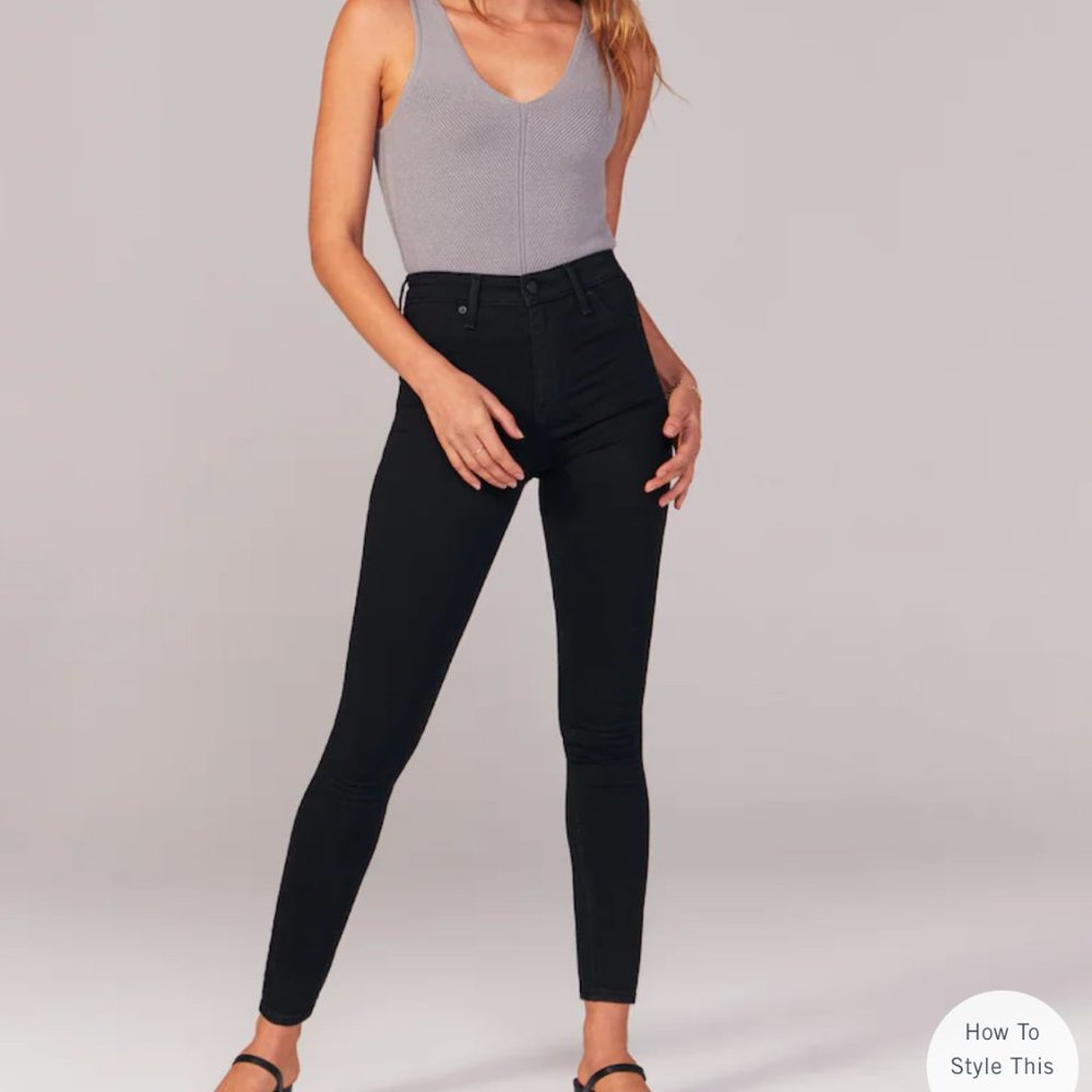 A&F Black Sculpt High Rise Ankle Jean Legging